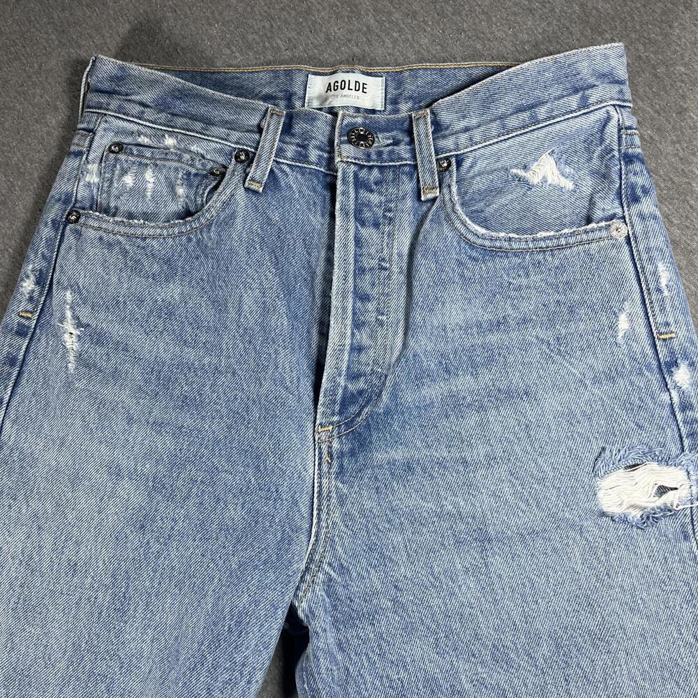 AGOLDE 90s Mid Rise Womens Size 23 LightWash Distressed cut#62170 style#A069C811 - Picture 9 of 9